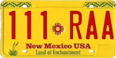 NM license plate 111RAA