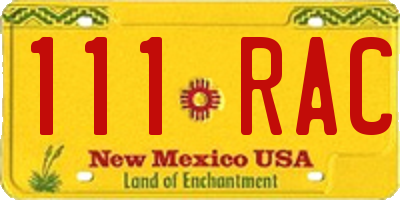 NM license plate 111RAC