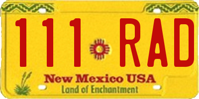NM license plate 111RAD