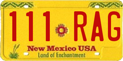 NM license plate 111RAG