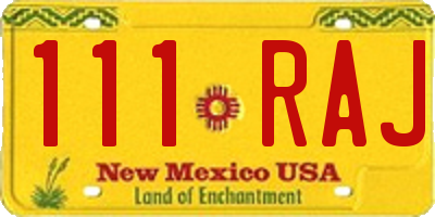 NM license plate 111RAJ