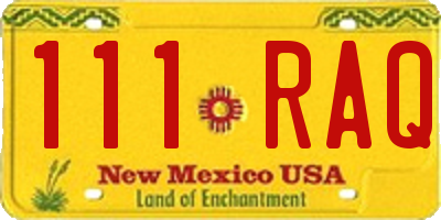 NM license plate 111RAQ