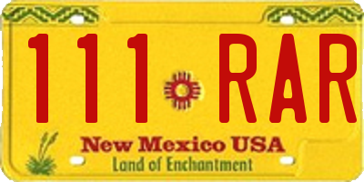 NM license plate 111RAR