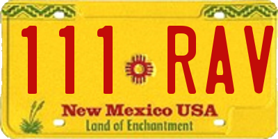 NM license plate 111RAV