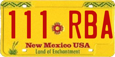 NM license plate 111RBA