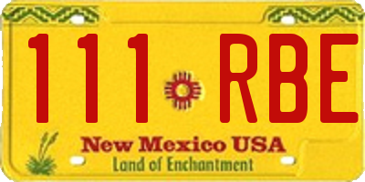 NM license plate 111RBE
