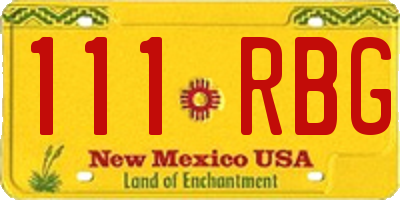 NM license plate 111RBG