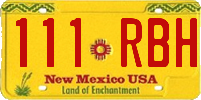 NM license plate 111RBH