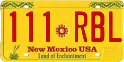 NM license plate 111RBL