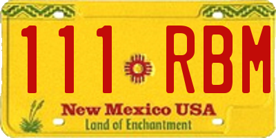 NM license plate 111RBM