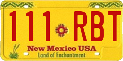 NM license plate 111RBT