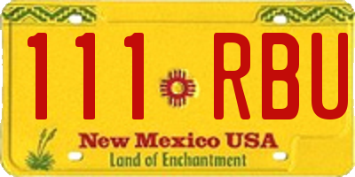 NM license plate 111RBU