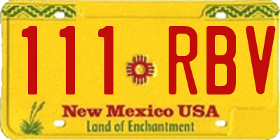 NM license plate 111RBV