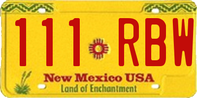 NM license plate 111RBW