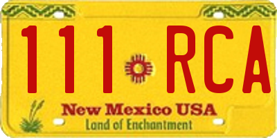 NM license plate 111RCA