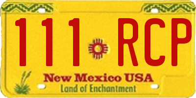 NM license plate 111RCP