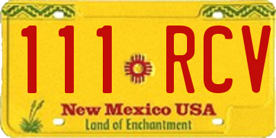 NM license plate 111RCV