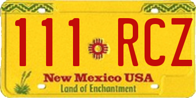 NM license plate 111RCZ