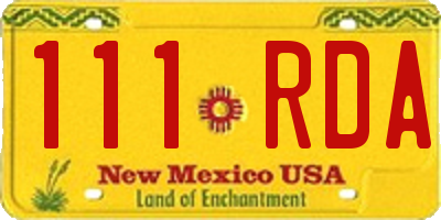 NM license plate 111RDA