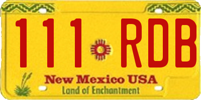 NM license plate 111RDB