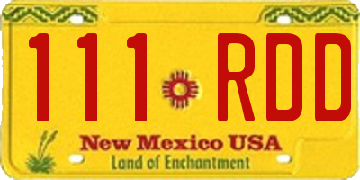 NM license plate 111RDD