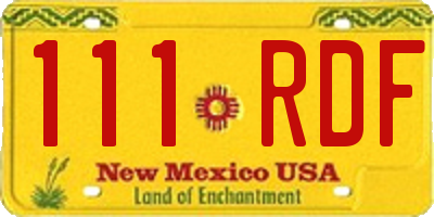 NM license plate 111RDF