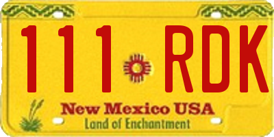 NM license plate 111RDK