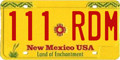 NM license plate 111RDM