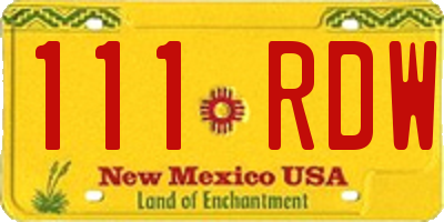 NM license plate 111RDW