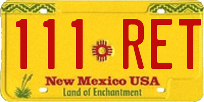 NM license plate 111RET