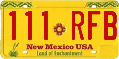 NM license plate 111RFB