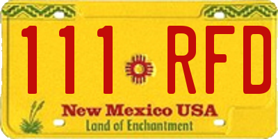 NM license plate 111RFD