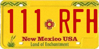 NM license plate 111RFH