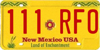 NM license plate 111RFO