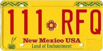 NM license plate 111RFQ