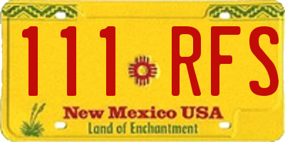 NM license plate 111RFS