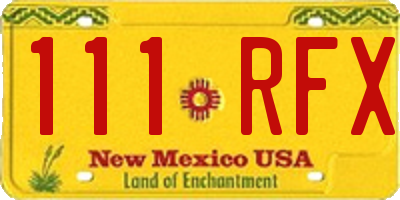 NM license plate 111RFX