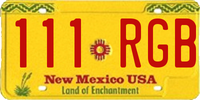 NM license plate 111RGB