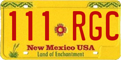 NM license plate 111RGC