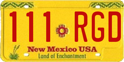 NM license plate 111RGD