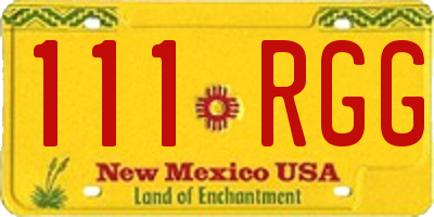 NM license plate 111RGG