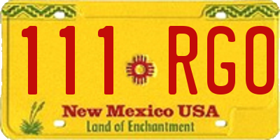 NM license plate 111RGO