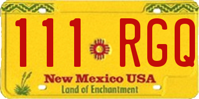 NM license plate 111RGQ