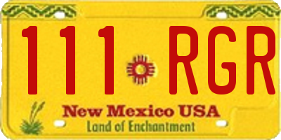 NM license plate 111RGR