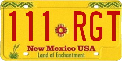 NM license plate 111RGT
