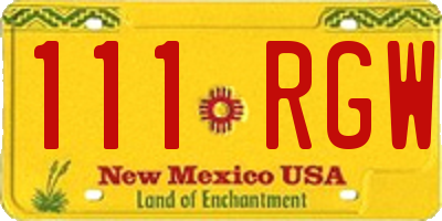 NM license plate 111RGW