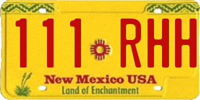 NM license plate 111RHH