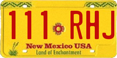 NM license plate 111RHJ
