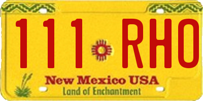 NM license plate 111RHO