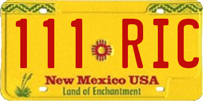 NM license plate 111RIC